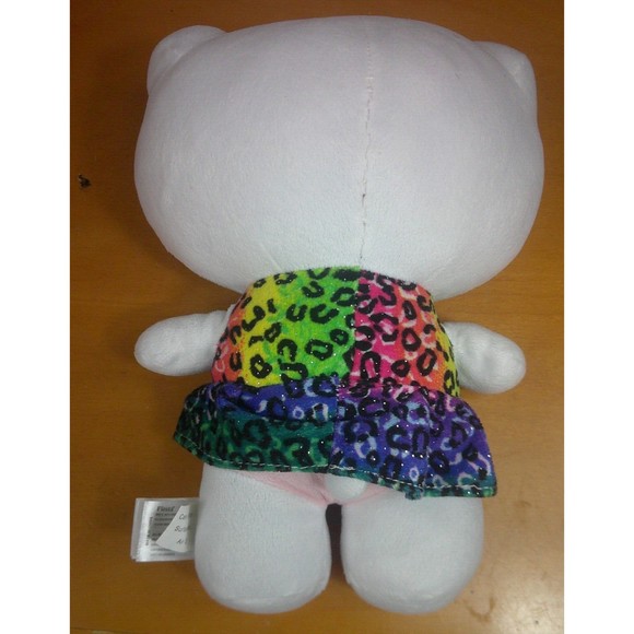 Hello Kitty Plush Fiesta Glitter Rainbow Leopard Print Dress Sanrio 12 Inch - Picture 2 of 3